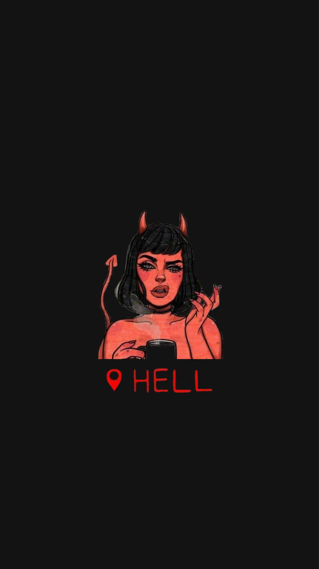 cute devil girl, red devil woman, horns, Full HD Phone Wallpaper