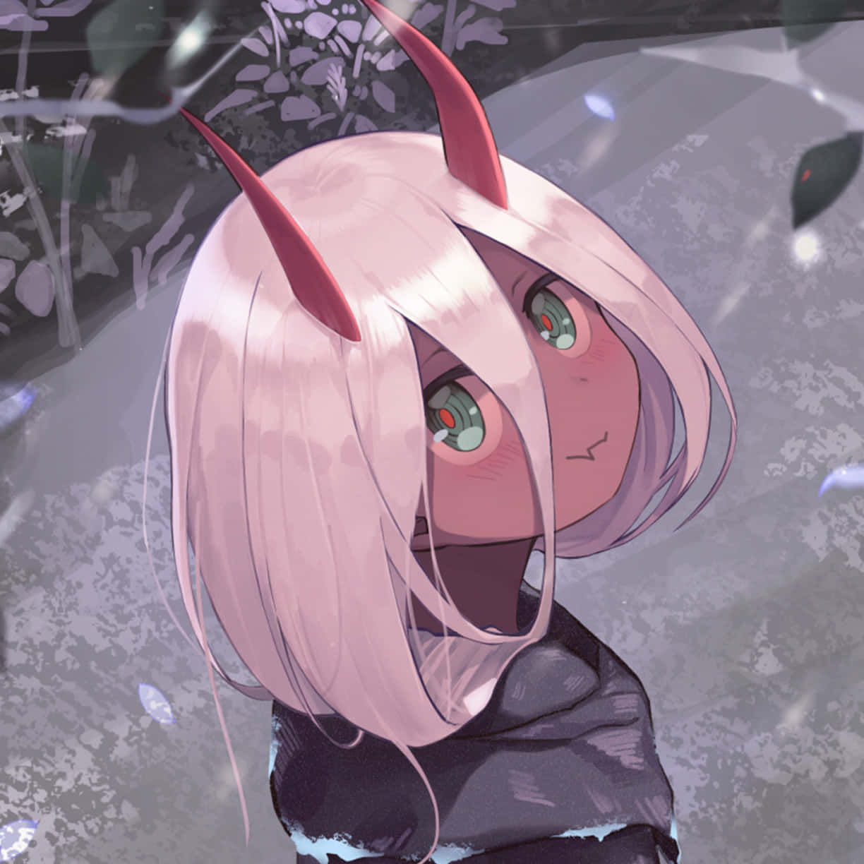 Cute Devil Girl, pink-haired, red horns, SD Desktop Wallpaper