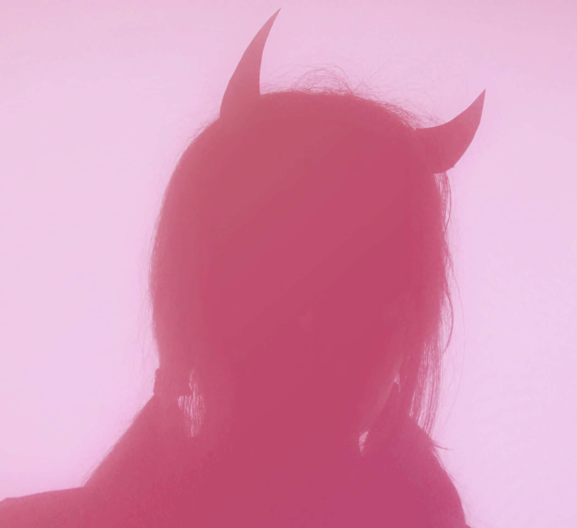 cute devil girl, devil horns, soft pink gradient background, HD Desktop Wallpaper