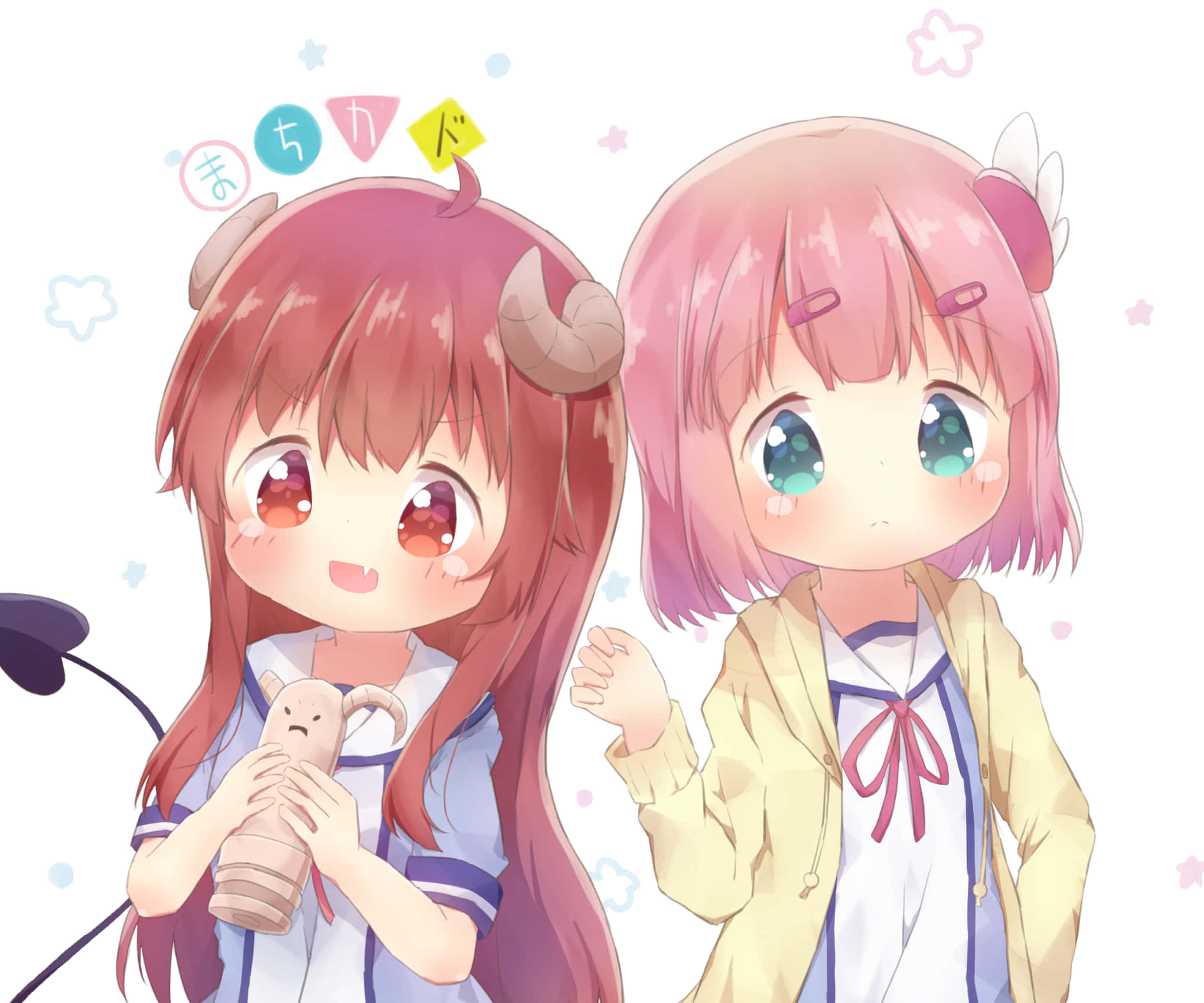 cute devil girl, pink hair, horns, Full HD Desktop Wallpaper