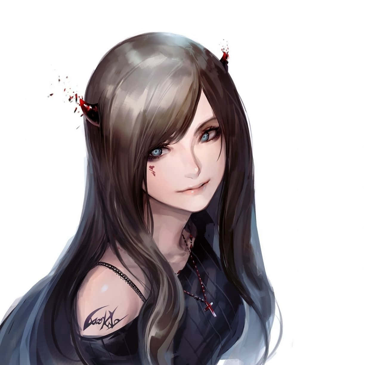 cute devil girl, devil horns, wings, SD Desktop Wallpaper