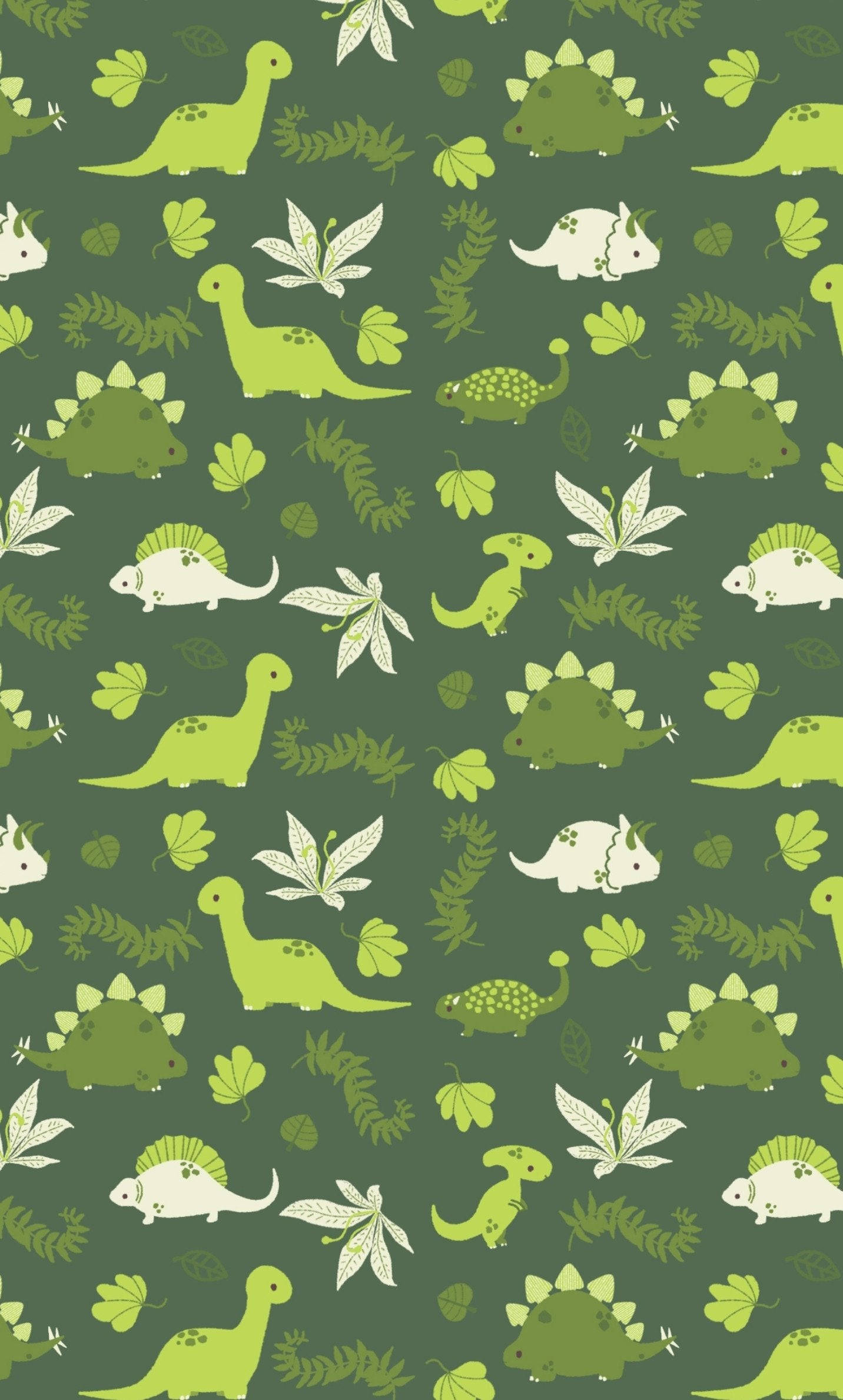 dinosaur print iPhone case, green and white cartoon dinosaurs, leaves, Full HD Phone Wallpaper