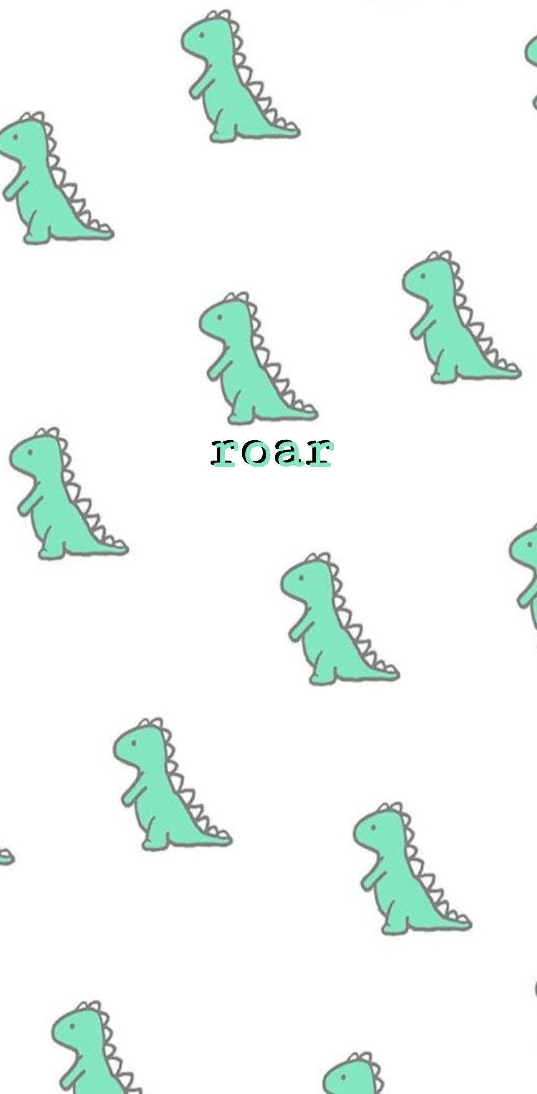 mint green, cartoon dinosaurs, white background, Full HD Phone Wallpaper