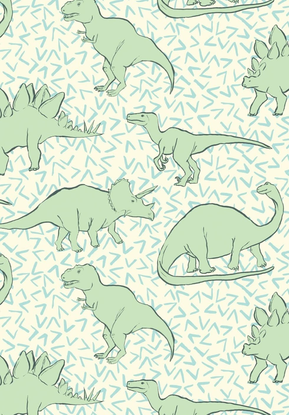 cute dinosaur iPhone, green line-art dinosaurs, cream background, HD Phone Wallpaper