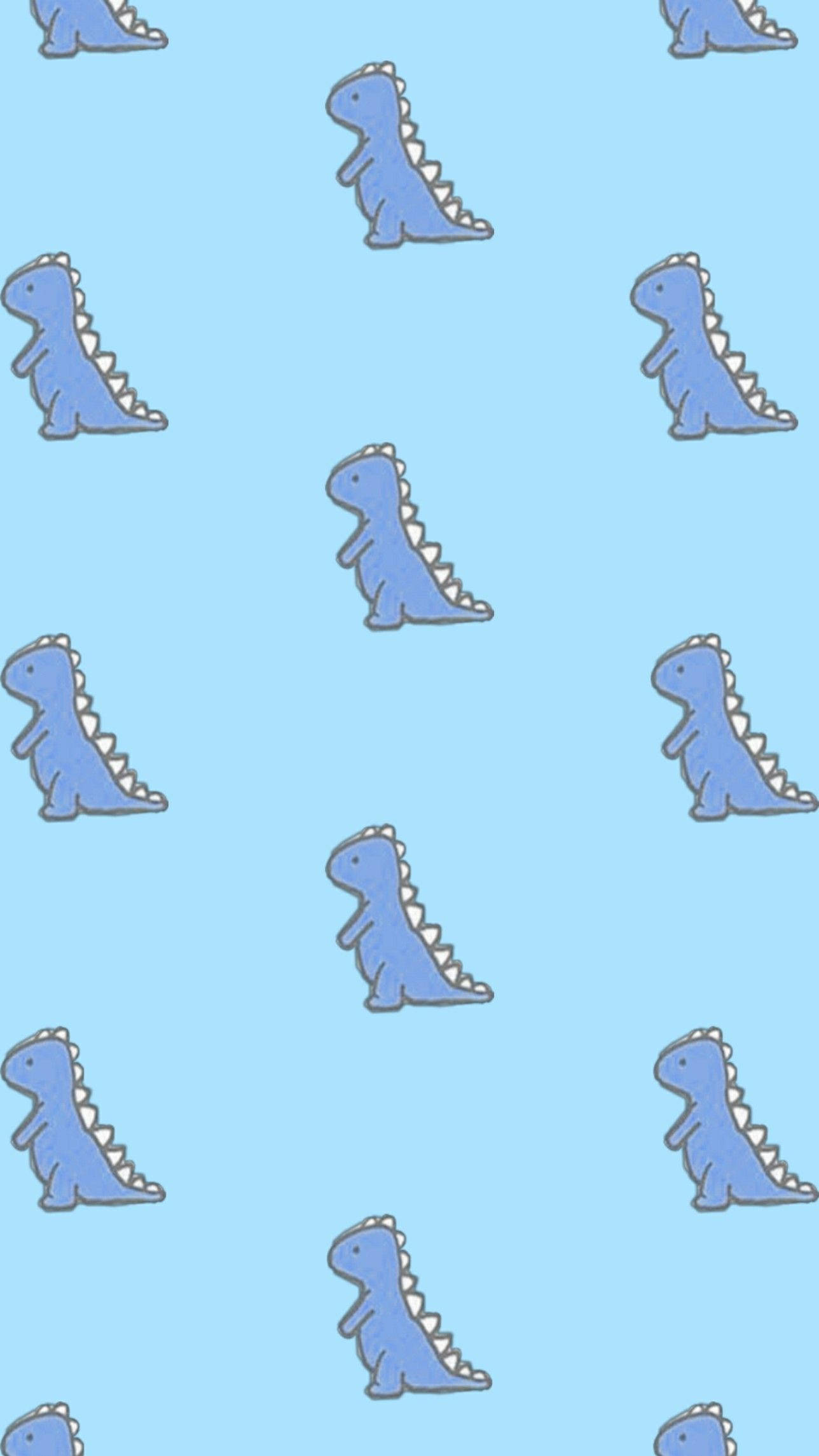 cute dinosaur iPhone, blue cartoon dinosaurs, white spikes, Full HD Phone Wallpaper