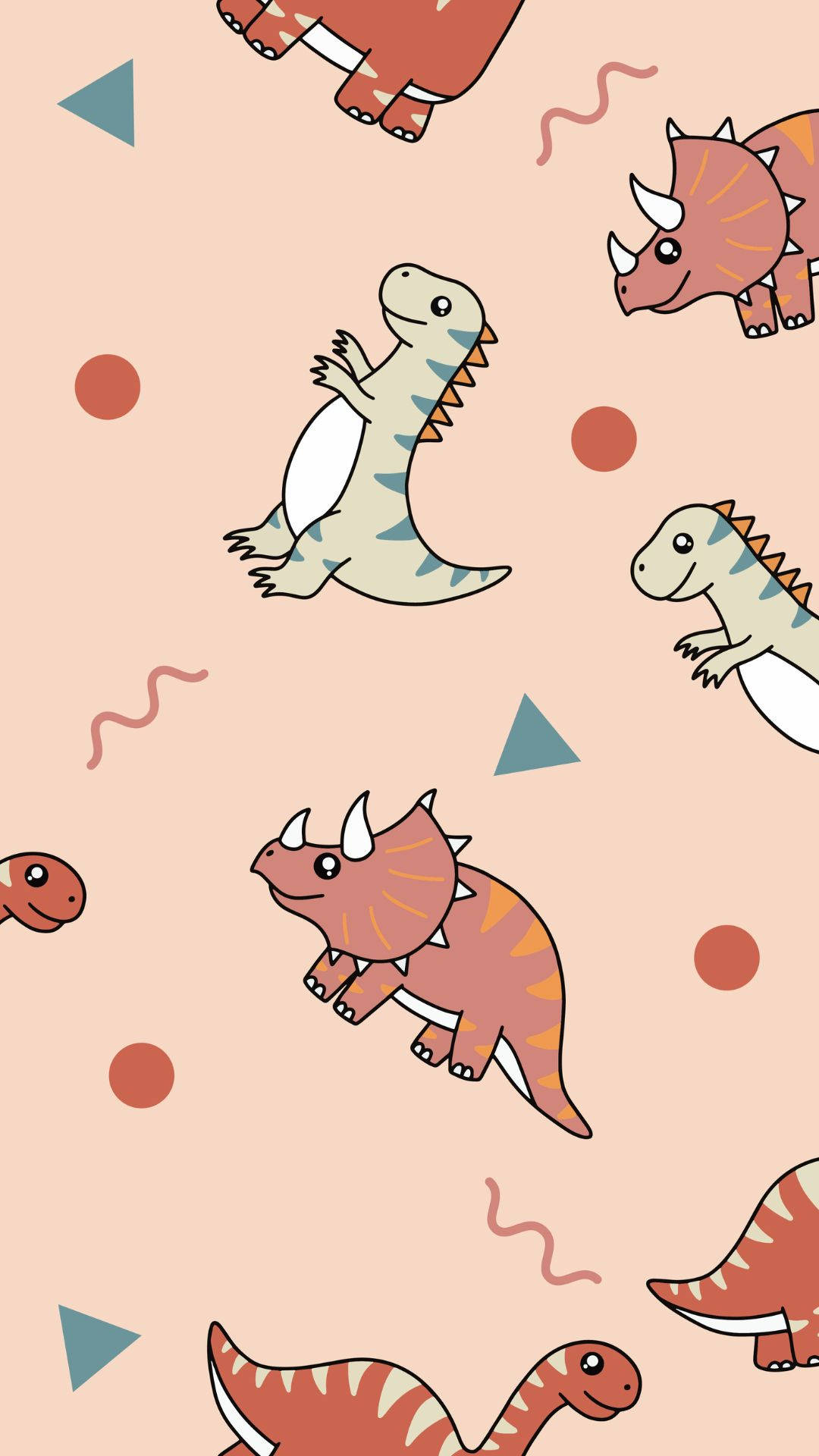 Cute Dinosaur iPhone, pastel tones, geometric shapes, Full HD Phone Wallpaper