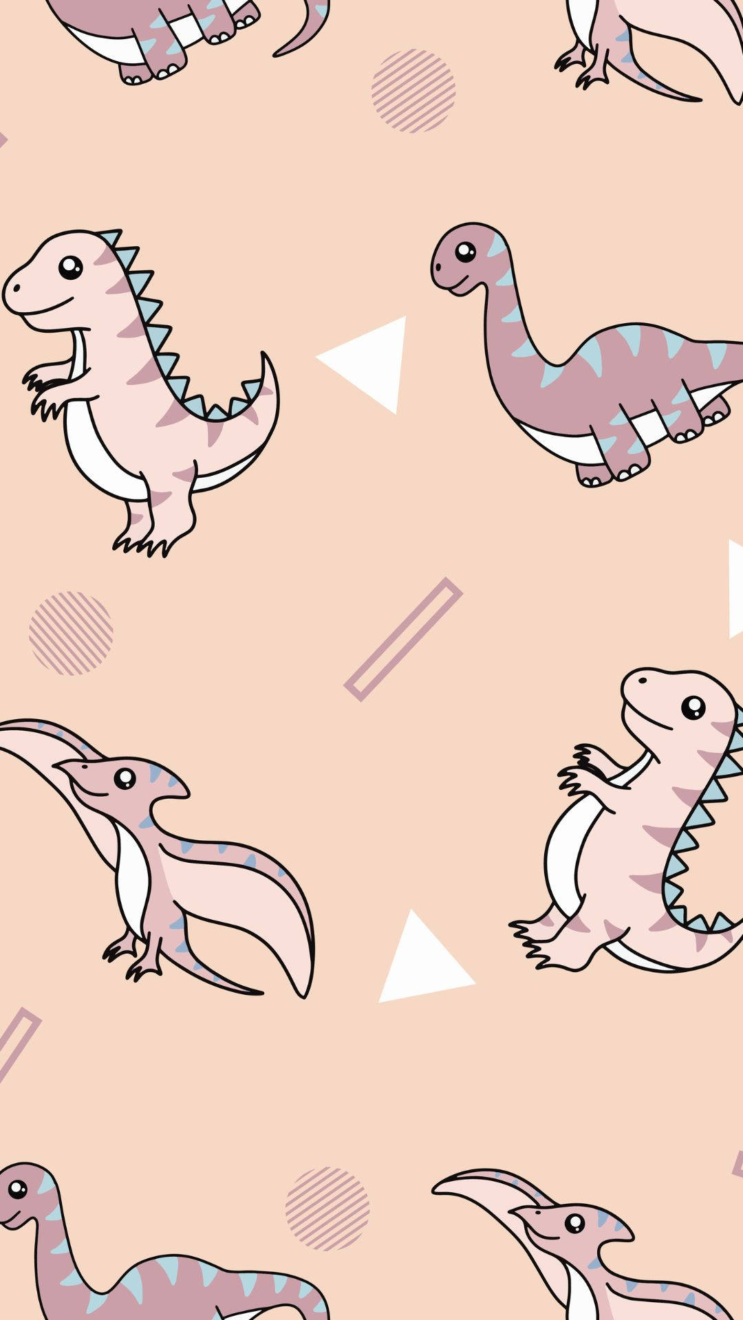 Cute Dinosaur iPhone, pastel pink, blue spikes, Full HD Phone Wallpaper