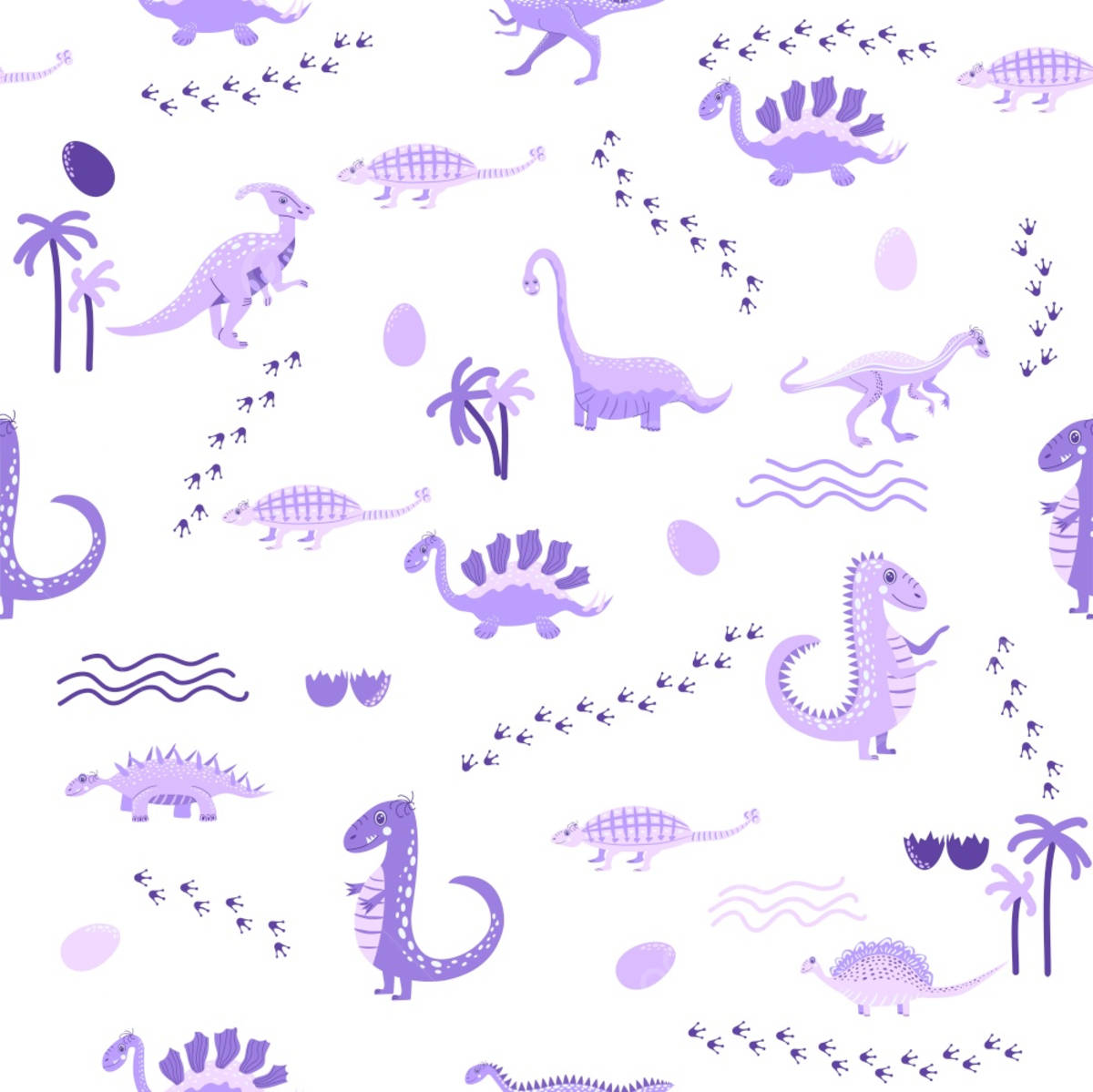 purple dinosaur, palm trees, eggs, SD Desktop Wallpaper