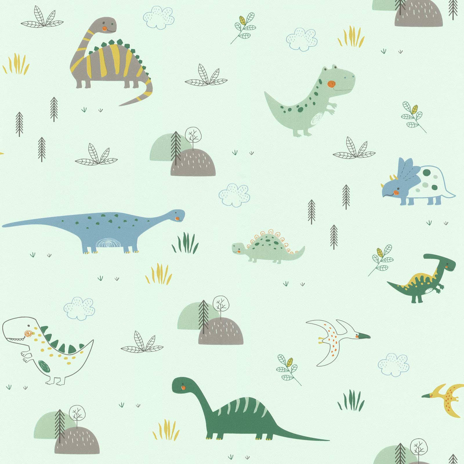 cute dinosaur pattern, colorful cartoon dinosaurs, simple foliage, HD Desktop Wallpaper