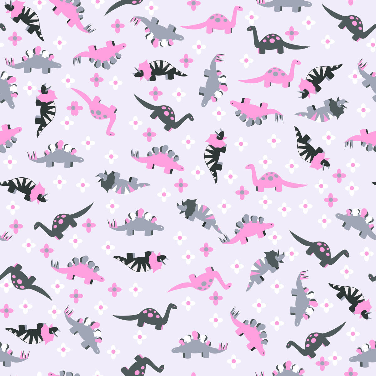 cute dinosaur pattern, pastel pink background, pink and gray cartoon dinosaurs, SD Desktop Wallpaper