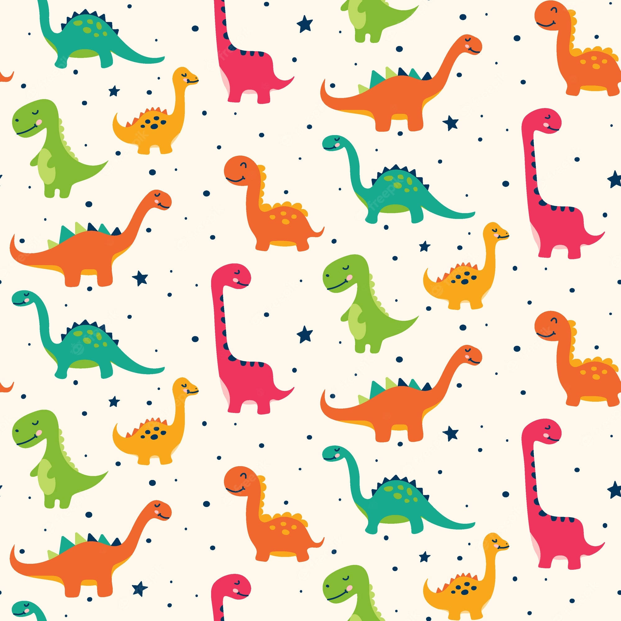 Cute Dinosaur Pattern, cartoon dinosaurs, bright colors, Full HD Desktop Wallpaper