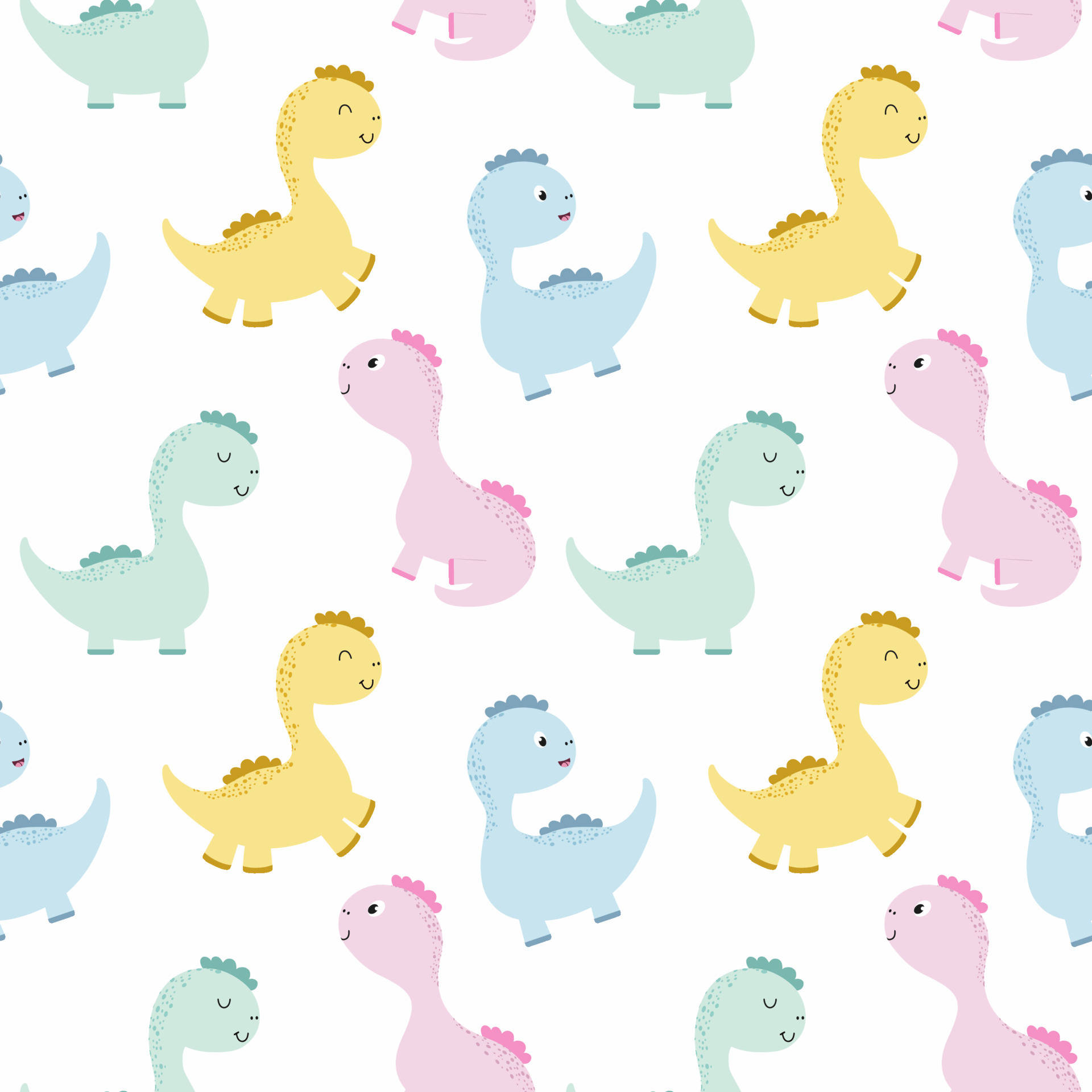 cute dinosaur pattern, pastel-colored, cartoon dinosaurs, Full HD Desktop Wallpaper