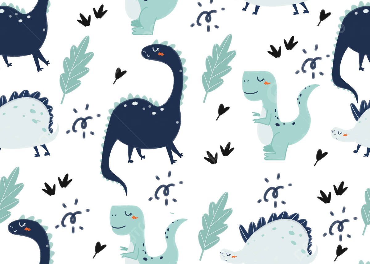 Cute Dinosaur Pattern, blue, teal, SD Desktop Wallpaper