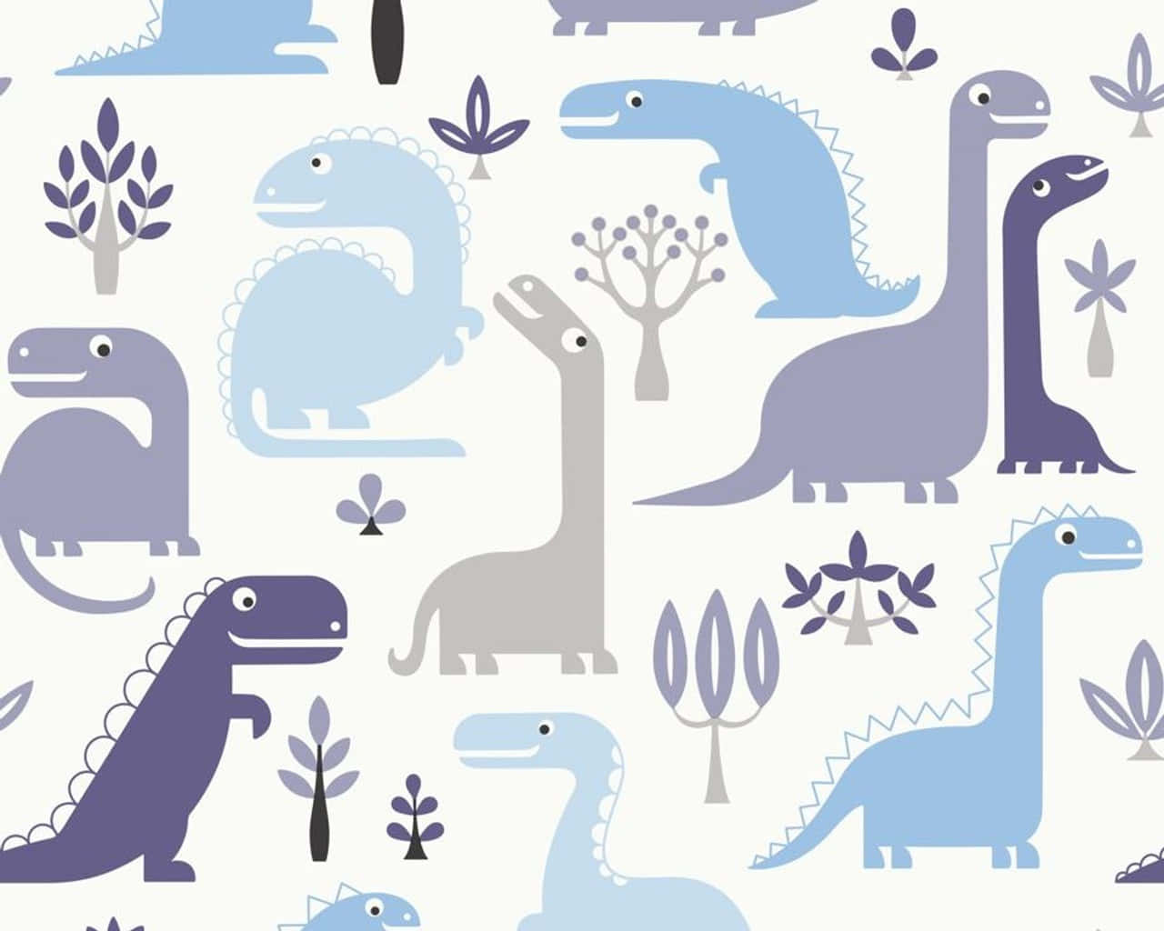 cute blue dinosaur pattern, blue, purple dinosaurs, HD Desktop Wallpaper