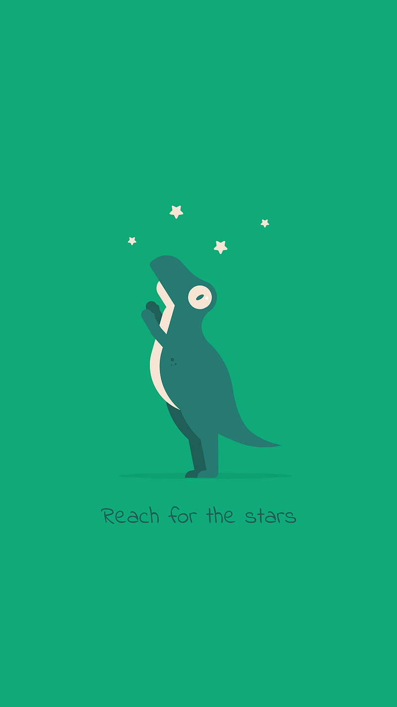 teal dinosaur, white stars, solid green background, HD Phone Wallpaper