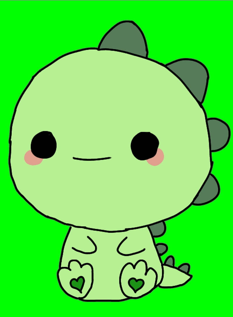 Funny Looking Dinosaur, light green, cartoon dinosaur, SD Phone Wallpaper