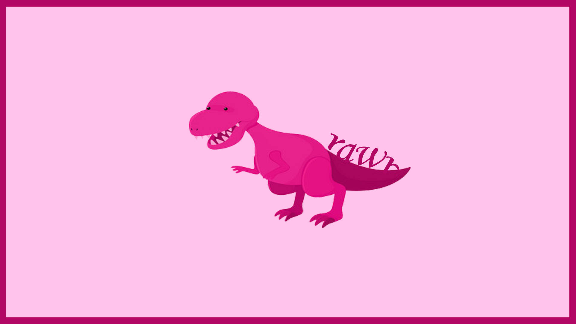 Cute Pink Dinosaur Rawr Tail, pink T rex, rawr text on its tail, Full HD Desktop Wallpaper