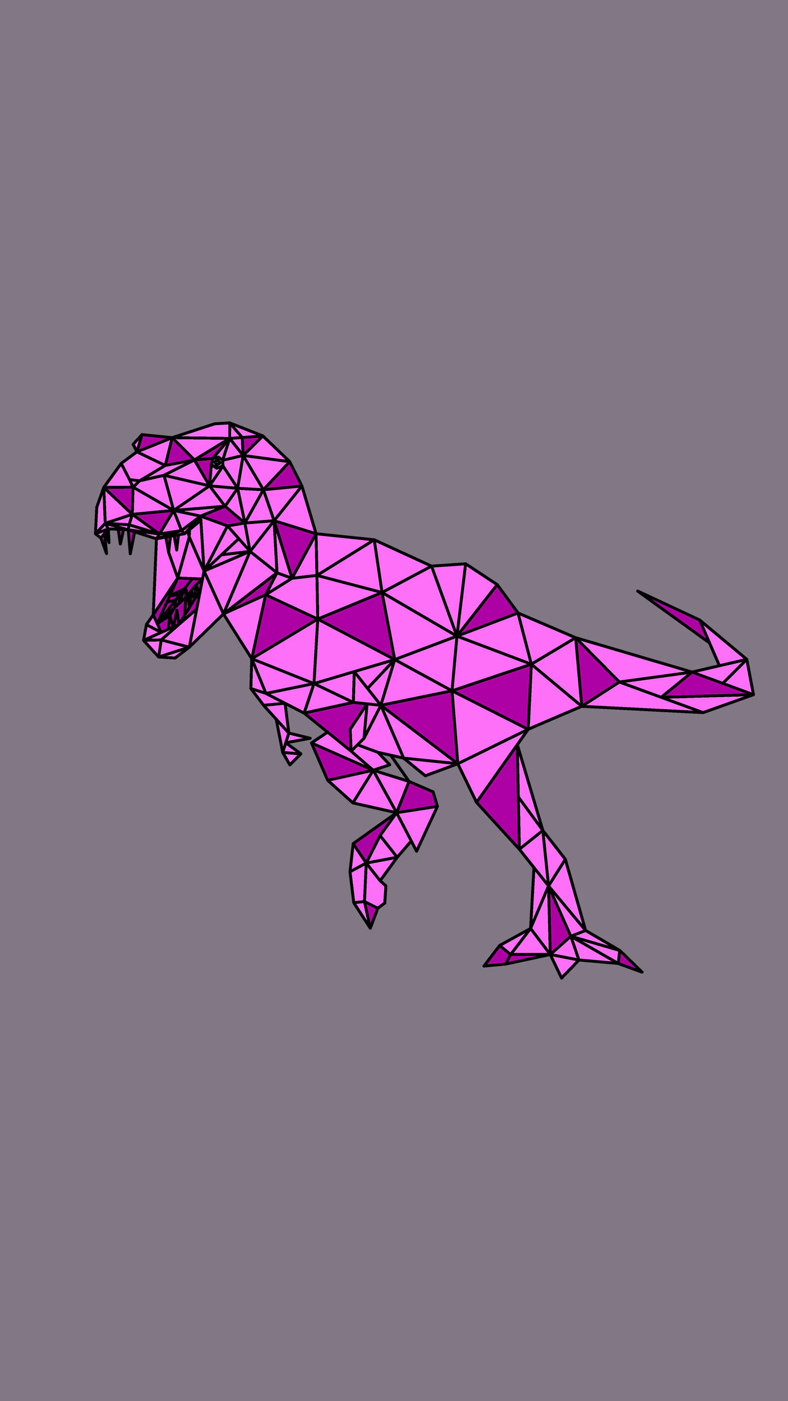 cute pink dinosaur t rex, geometric vector, vibrant pink, 2K Phone Wallpaper