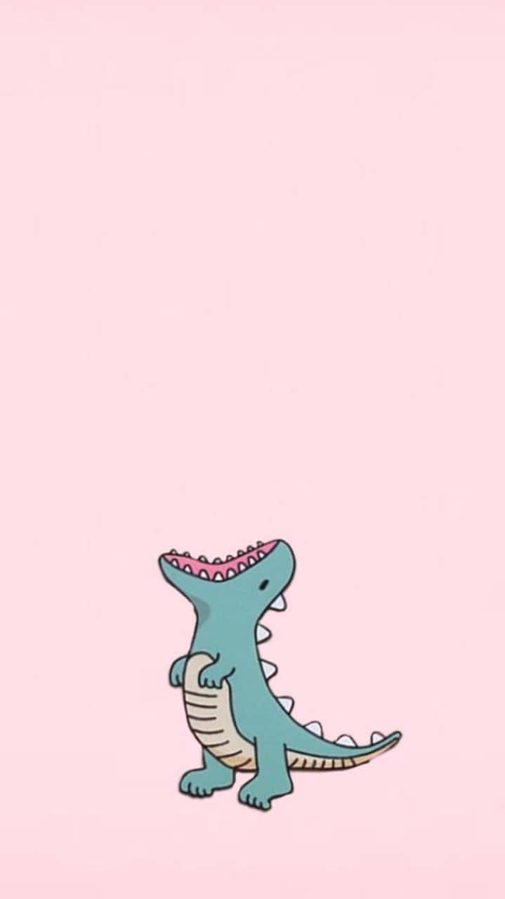 Adorable Cartoon Dinosaur, light blue cartoon dinosaur, pink gums, HD Phone Wallpaper