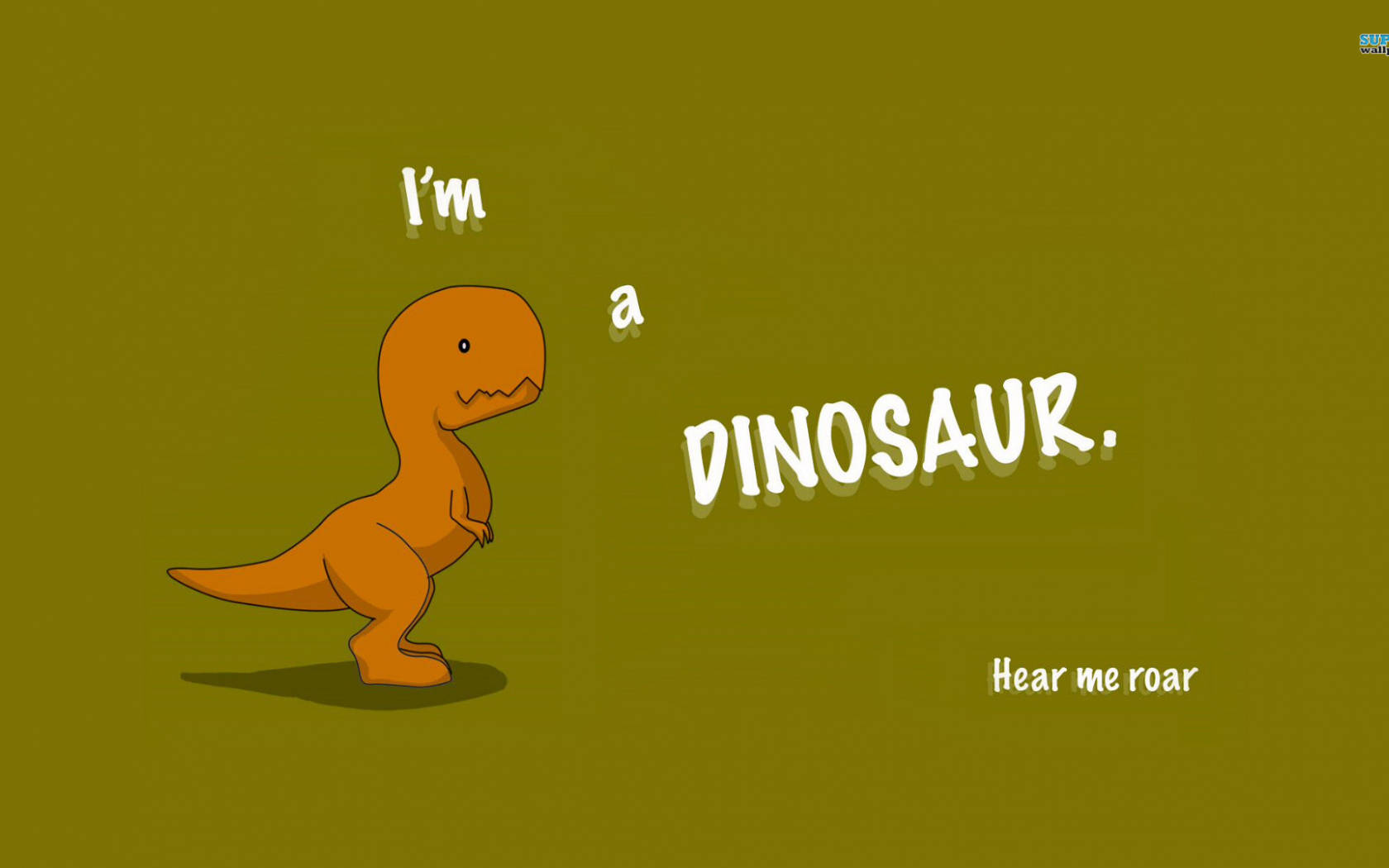 Cute Dinosaur Phone, orange dinosaur, olive green background, HD Desktop Wallpaper