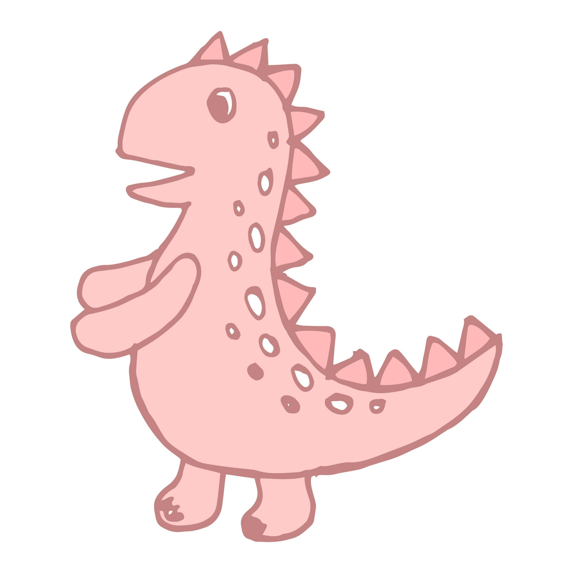 cute dinosaur phone, pink, spiky back, Full HD Desktop Wallpaper