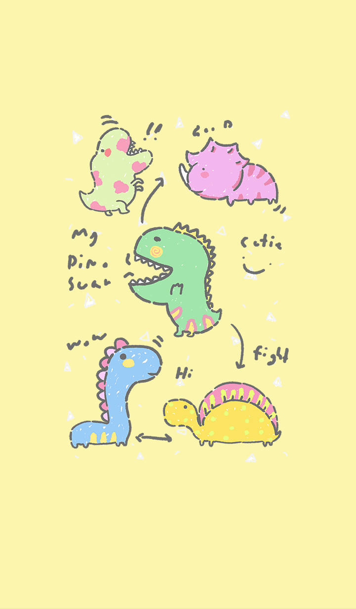 Cute Dinosaur Phone, pastel colors, speech bubbles, SD Phone Wallpaper