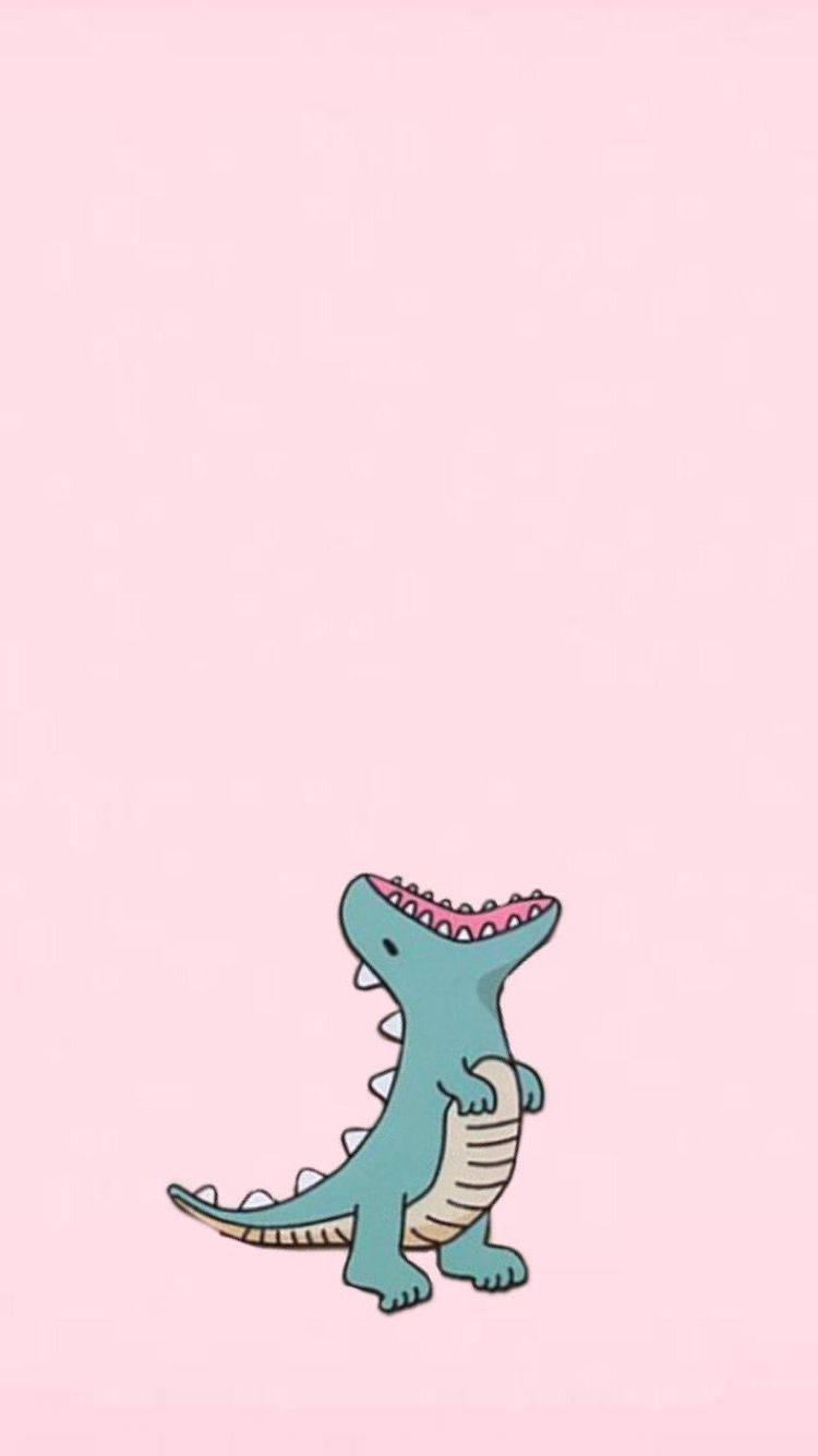 cute dinosaur phone, blue cartoon dinosaur, pink mouth, HD Phone Wallpaper