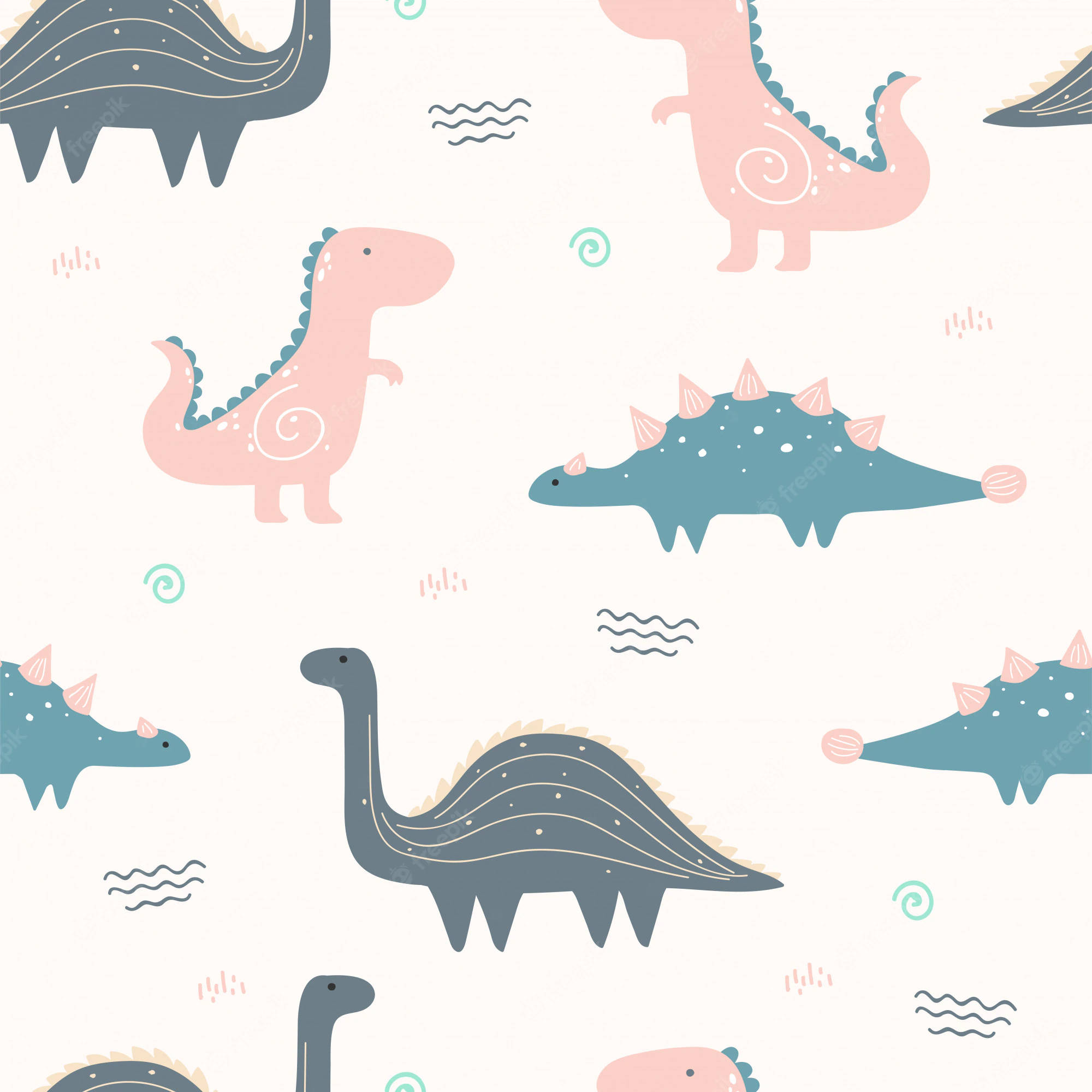 Cute Dinosaur Phone, pastel drawings, swirl patterns, Full HD Desktop Wallpaper