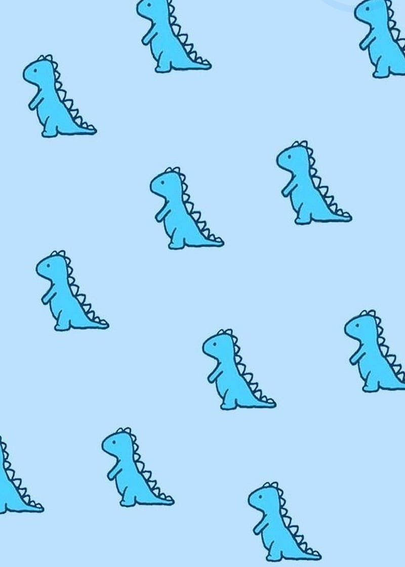 pastel blue, cute dinosaurs, spiky backs, SD Phone Wallpaper
