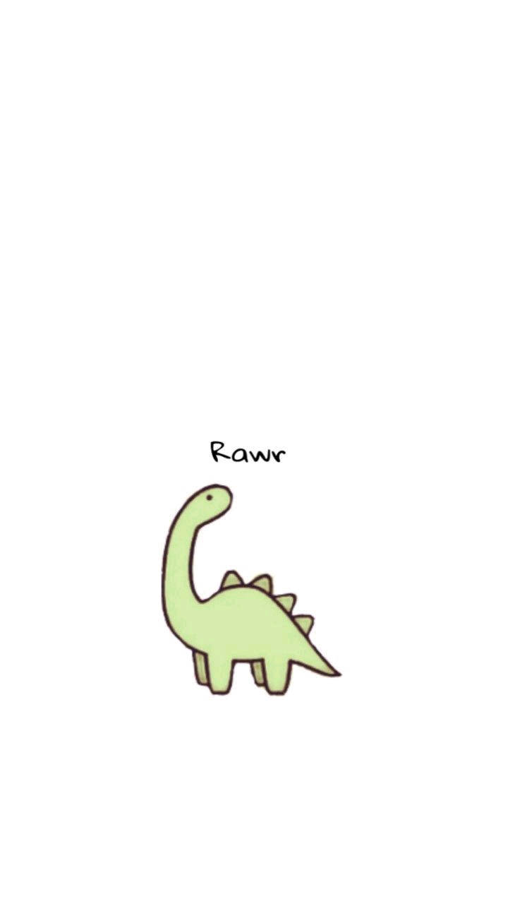 Cute Dinosaur, light green, brown outline, HD Phone Wallpaper