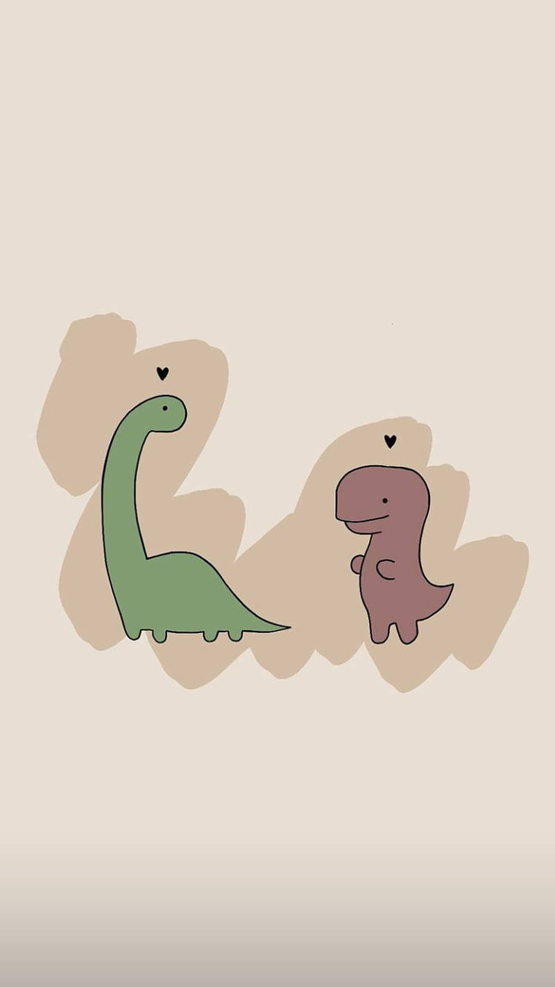 Cute Dinosaur, beige, pastel background, HD Phone Wallpaper