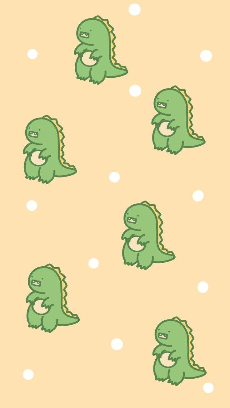 green cartoon dinosaurs, yellow spines, white polka dots, HD Phone Wallpaper