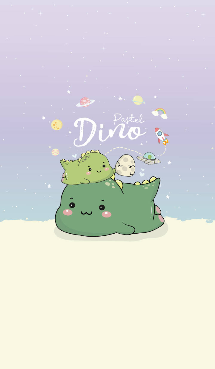 Two Green Dino Kawaii iPhone, green dinosaur, smaller dinosaur, SD Phone Wallpaper