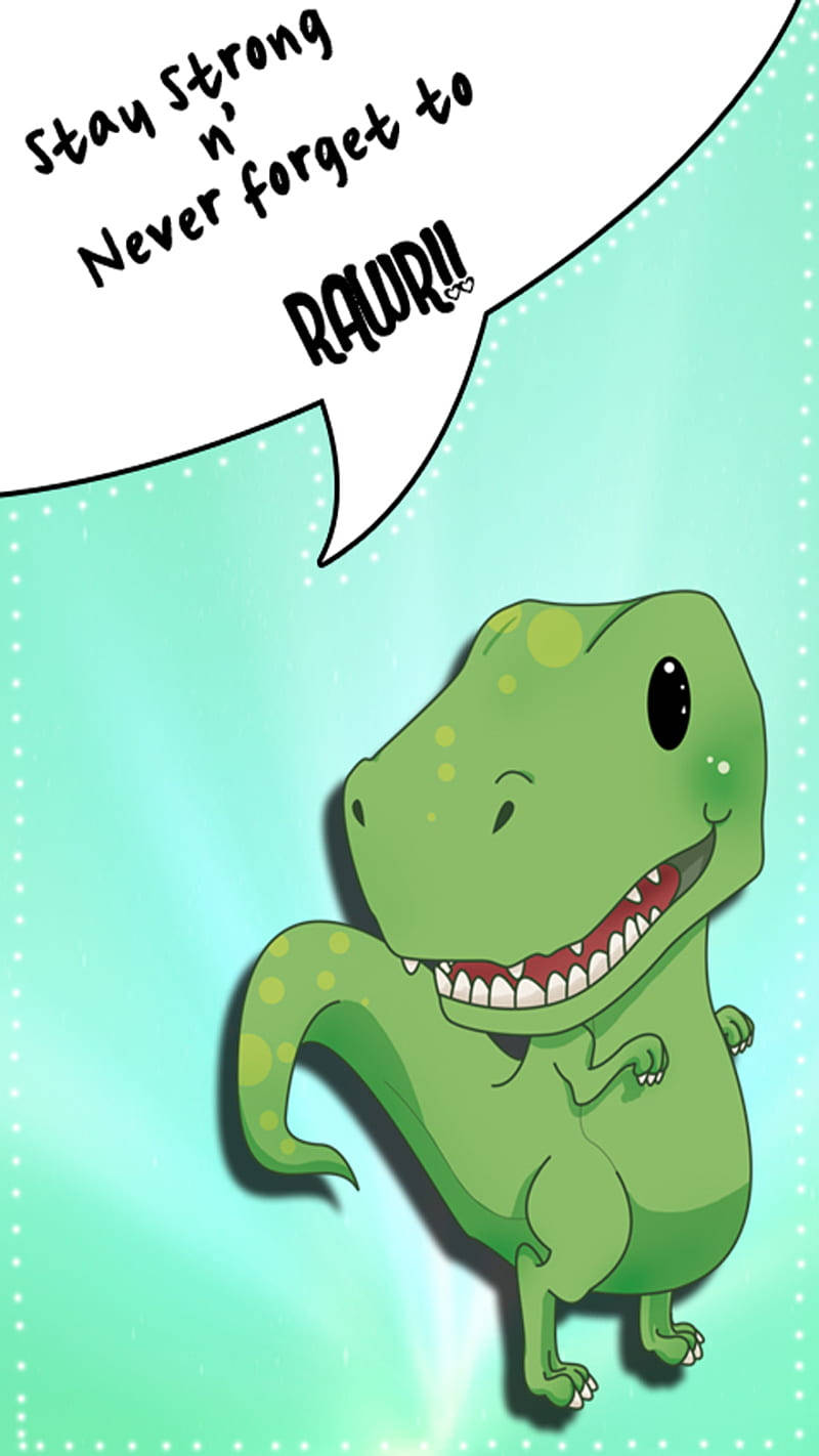 Cute Dinosaur, green cartoon dinosaur, speech bubble, HD Phone Wallpaper