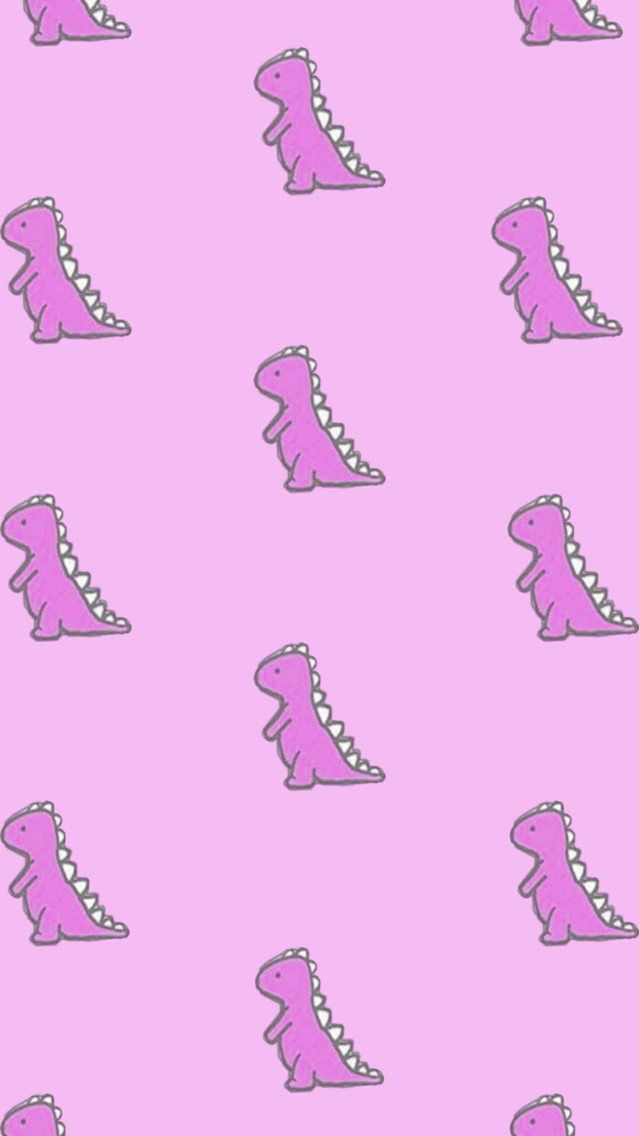 Cute Dinosaur, violet crayon texture pattern, pink cartoon dinosaurs, Full HD Phone Wallpaper