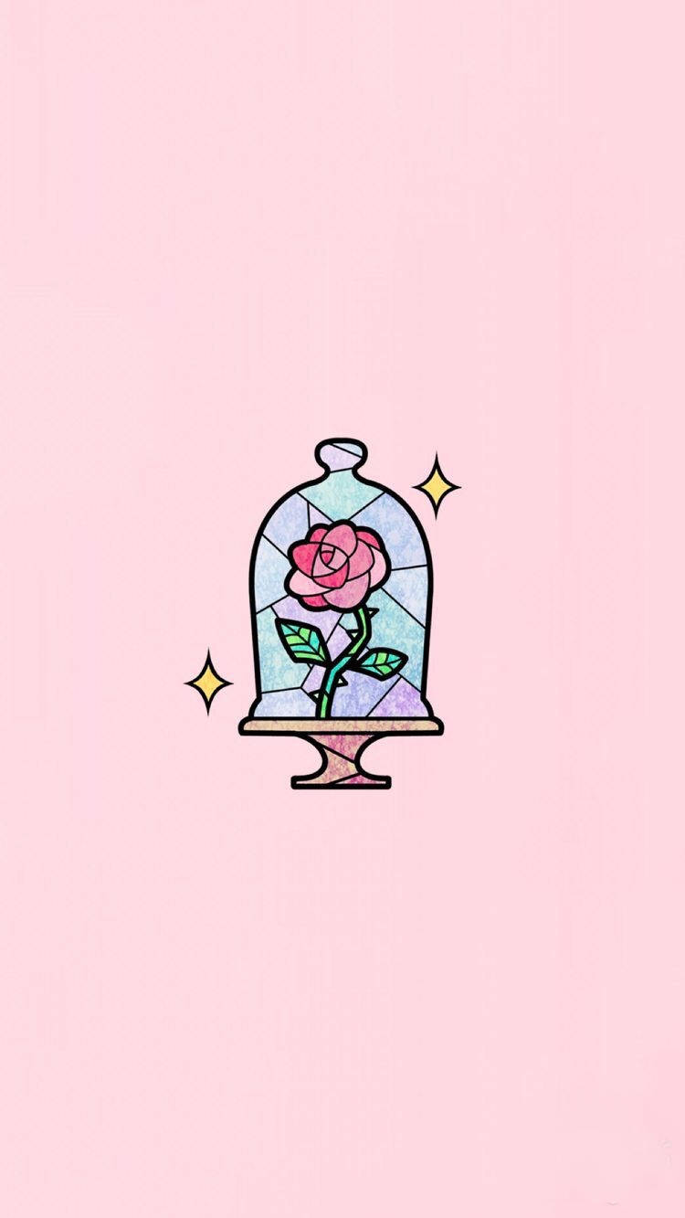 pink rose, stained glass dome, sparkles, HD Phone Wallpaper