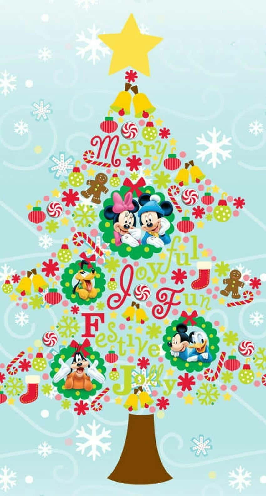 Cute Disney Christmas, Disney characters, candy canes, HD Phone Wallpaper