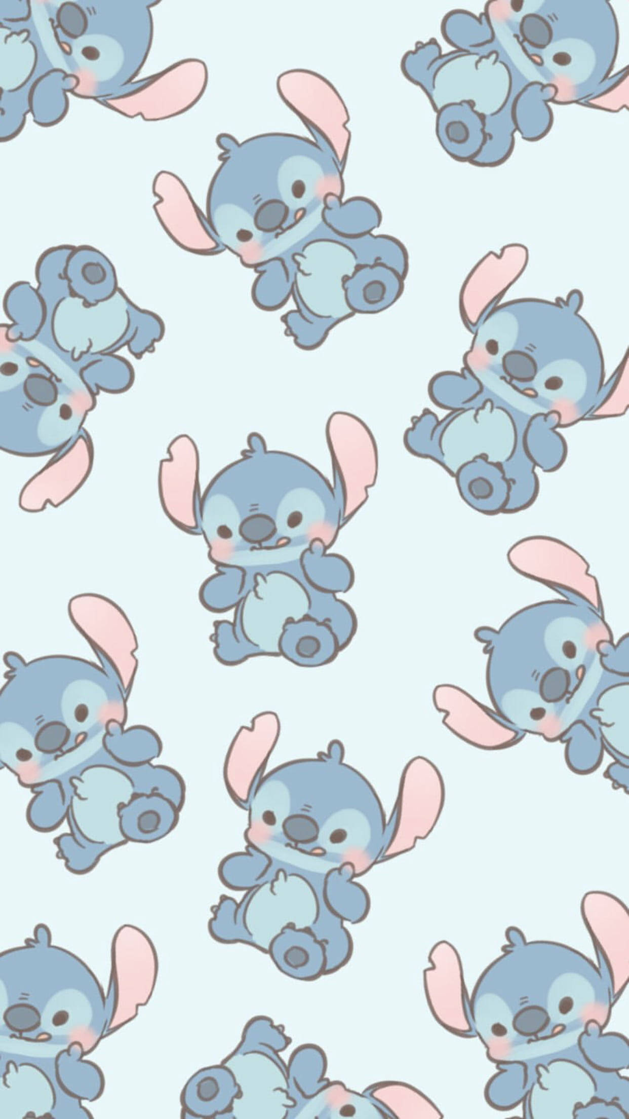 Cute Disney Stitch, blue Stitch, pastel background, Full HD Phone Wallpaper