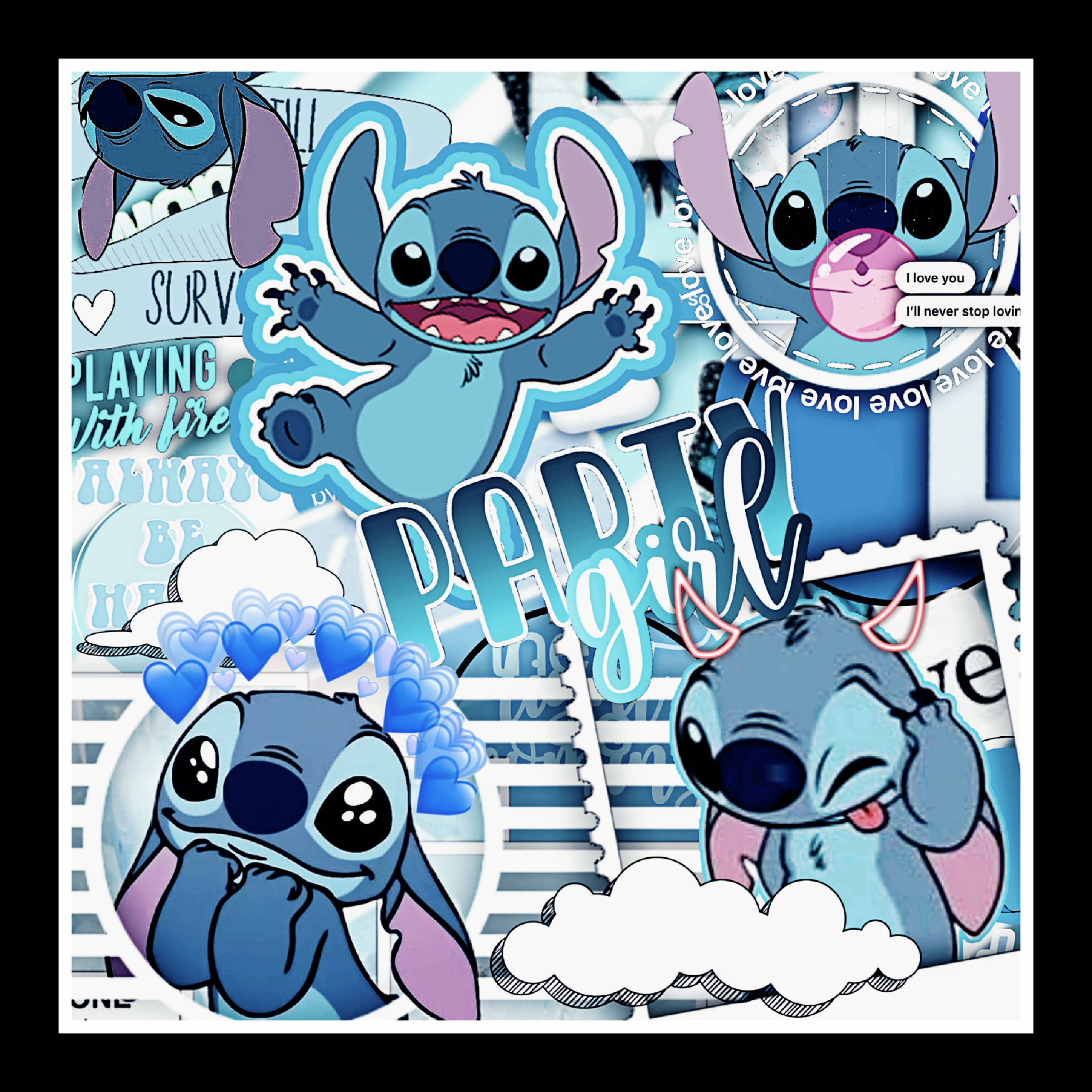 Cute Disney Stitch, collage, playful poses, 2K Desktop Wallpaper