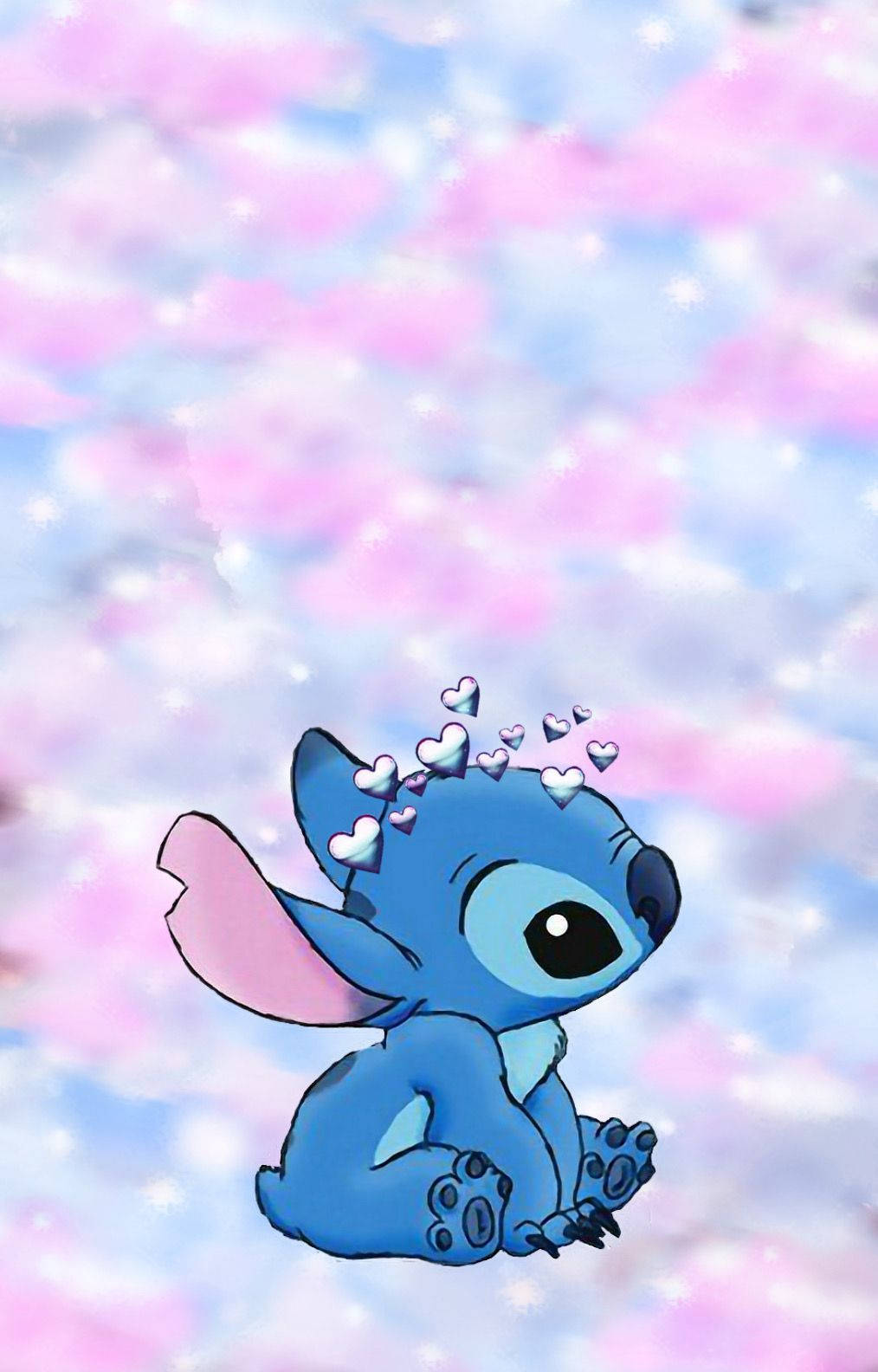 Cute Disney Stitch, metallic heart crown, blue alien, HD Phone Wallpaper