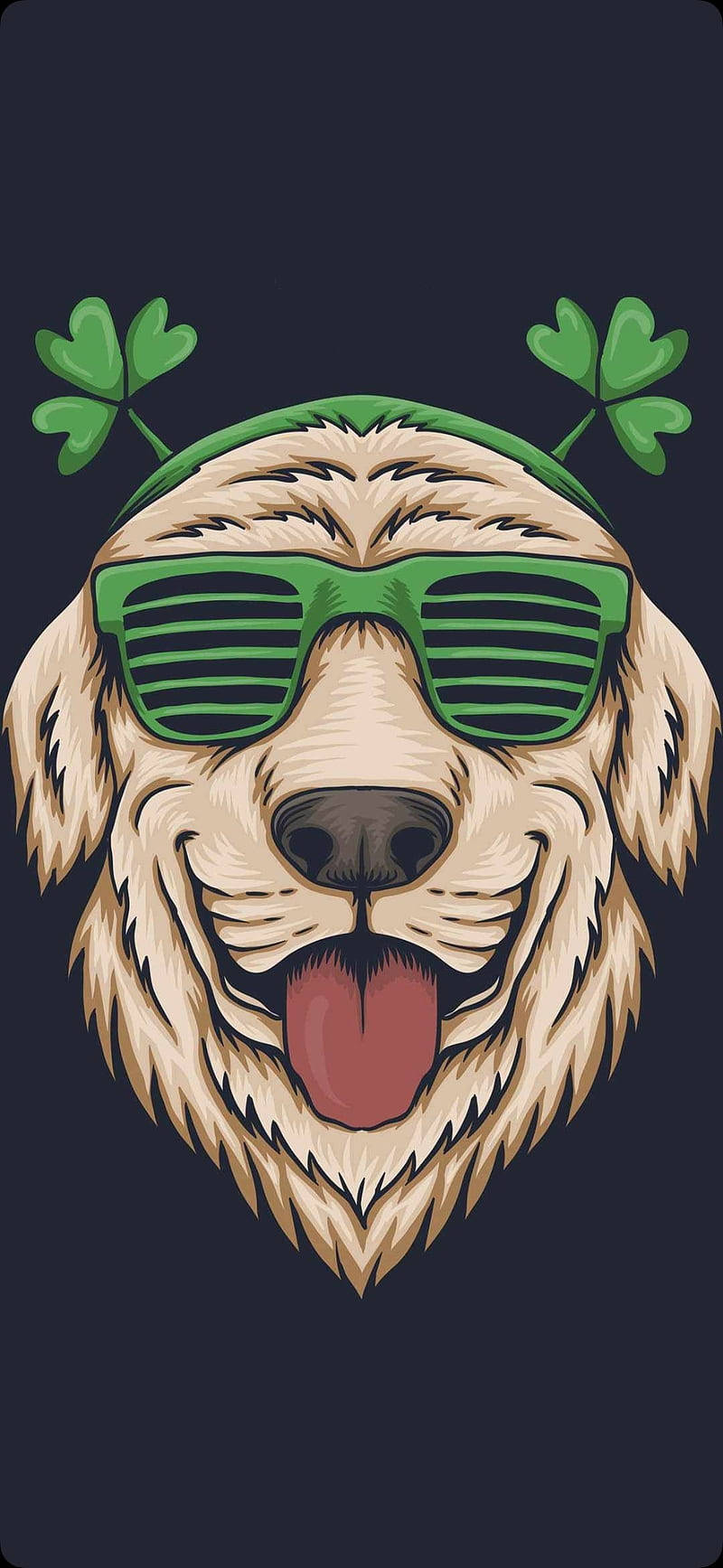 golden retriever, green sunglasses, shamrock headband, HD Phone Wallpaper