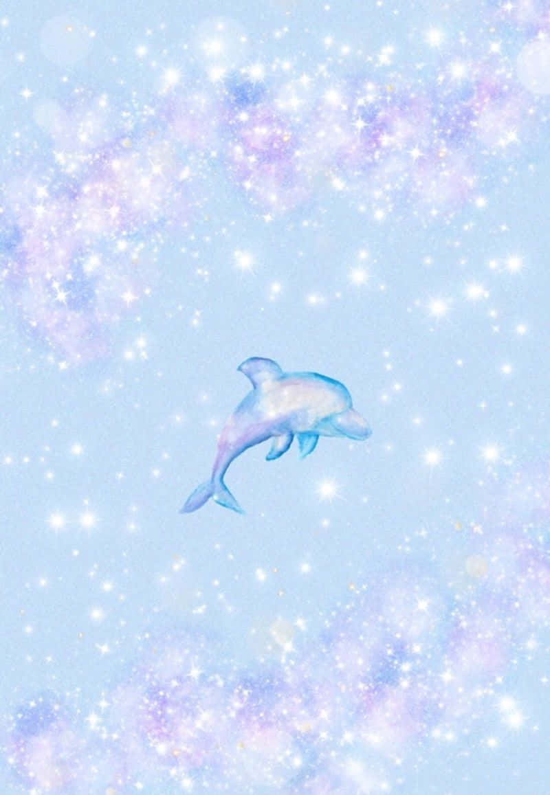 glowing blue dolphin, sparkling pastel galaxy, stars, SD Phone Wallpaper