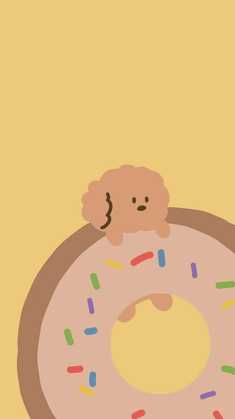 cute donut, pink frosted donut, colorful sprinkles, HD Phone Wallpaper