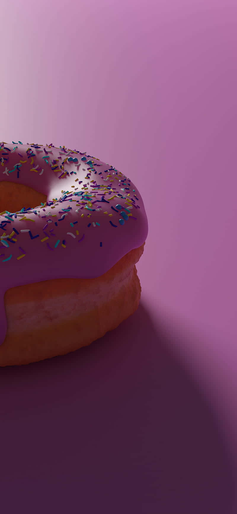 cute donut, pink frosted donut, colorful sprinkles, HD Phone Wallpaper