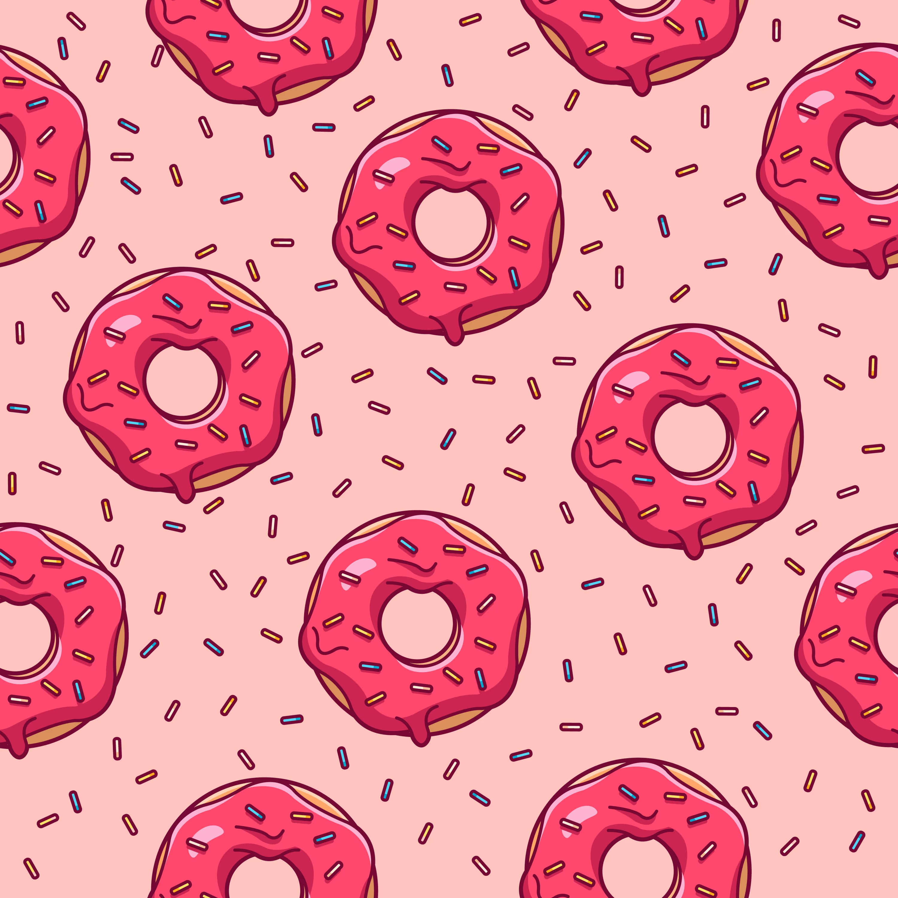 cute donut 3000, 3000 wallpaper, pink glazed donut, 2K Desktop Wallpaper