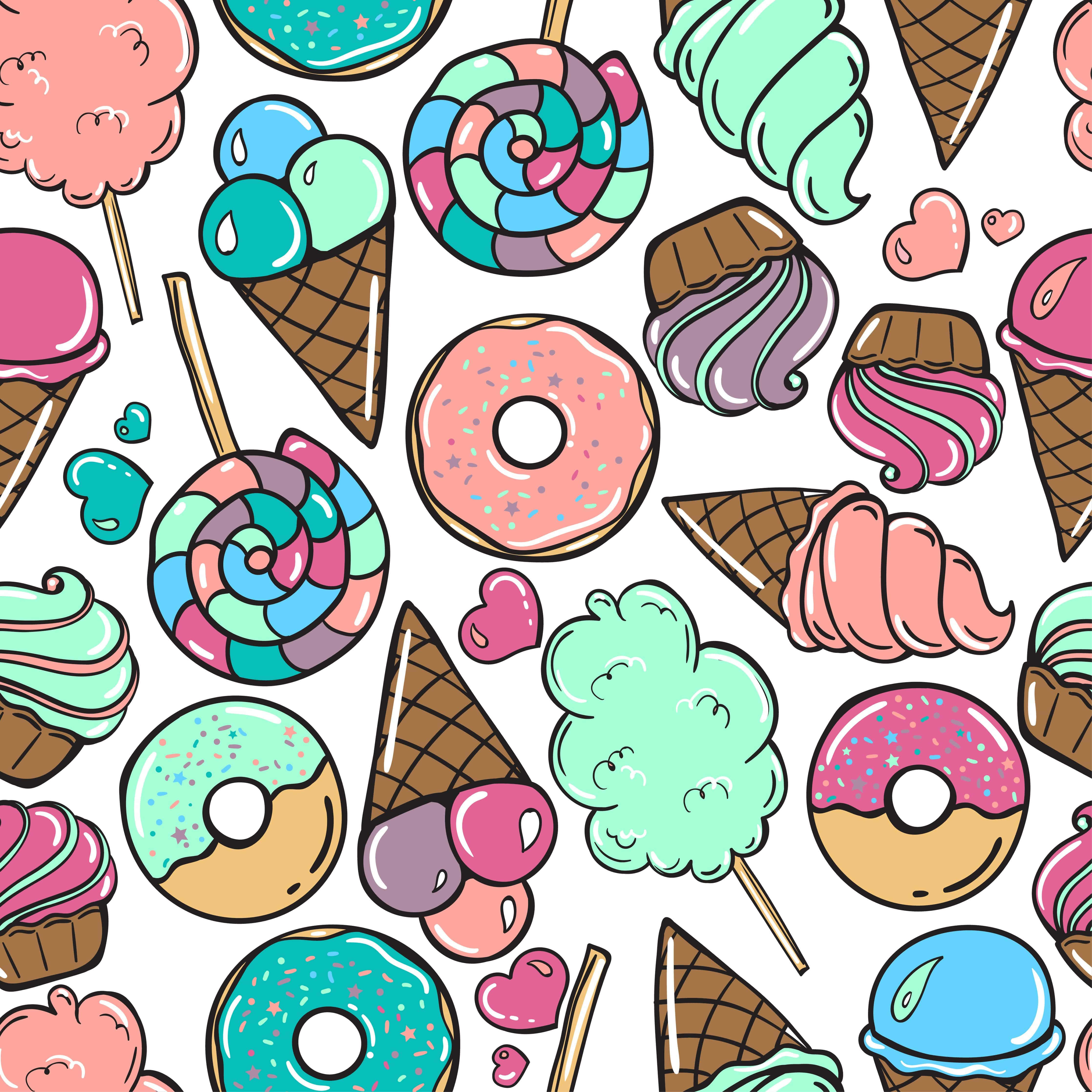 cute donut, 4472 x 4472 wallpaper, colorful cartoon-style sweets, 4K Desktop Wallpaper