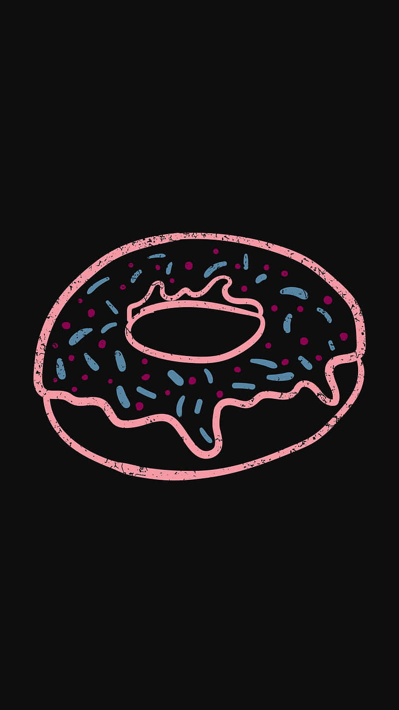 Cute Donut, pink outlined donut, blue and purple sprinkles, HD Phone Wallpaper
