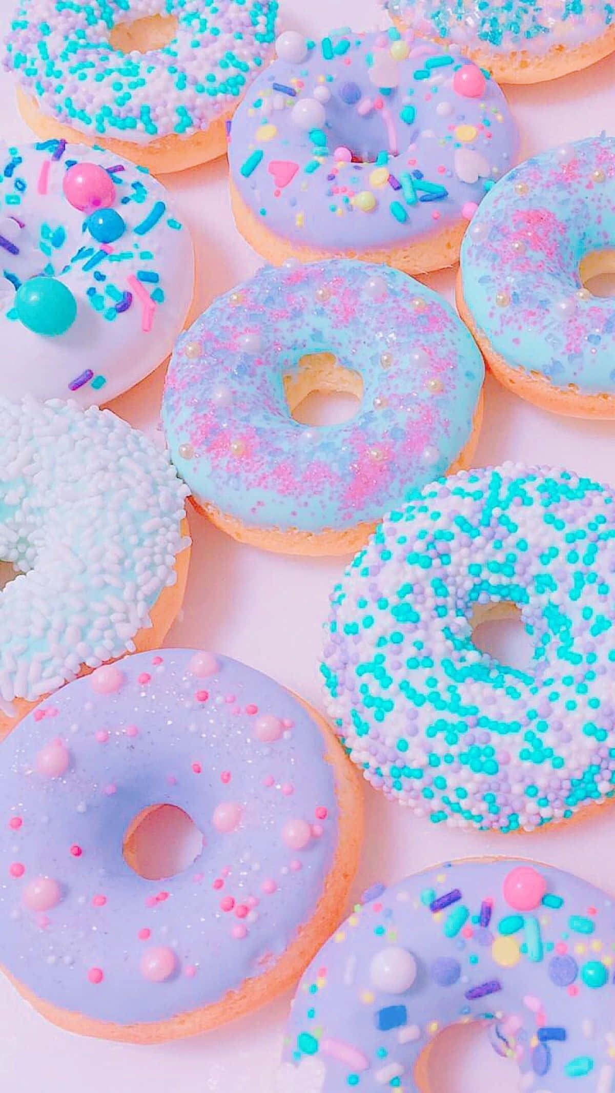 cute donut, pastel-colored, colorful sprinkles, Full HD Phone Wallpaper