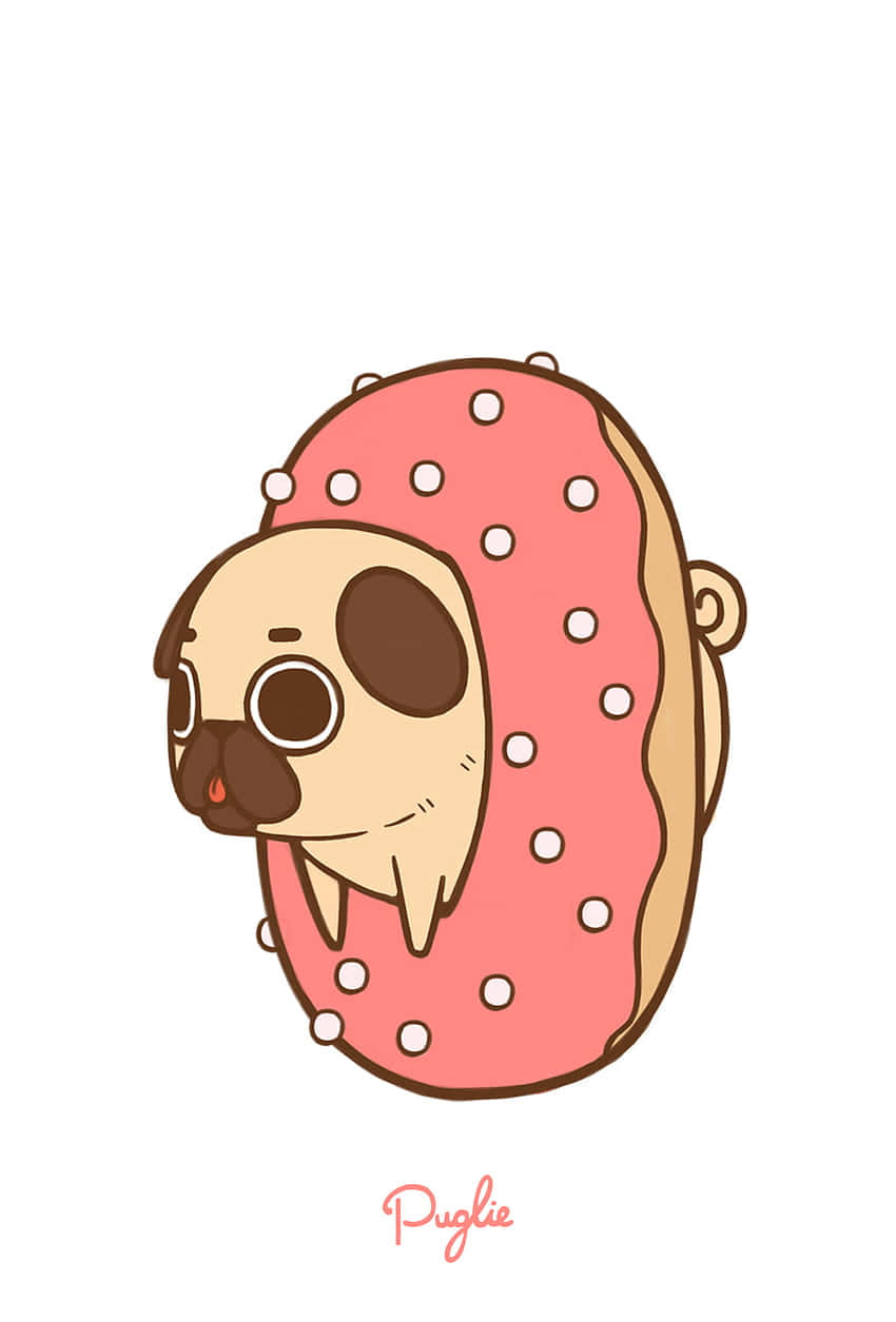 cute donut, pink frosted donut, white sprinkles, SD Phone Wallpaper