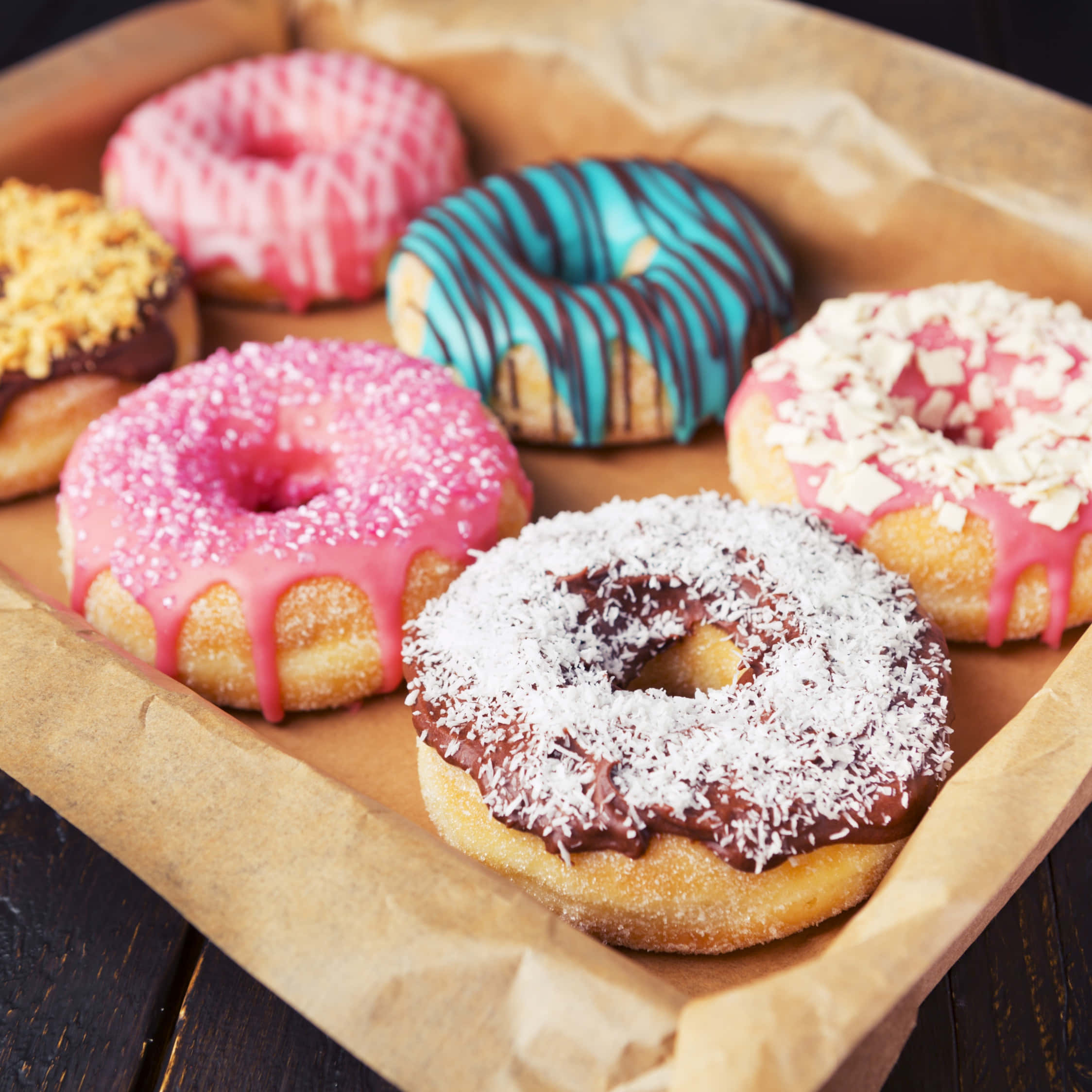 cute donut, pink, blue chocolate, Full HD Desktop Wallpaper